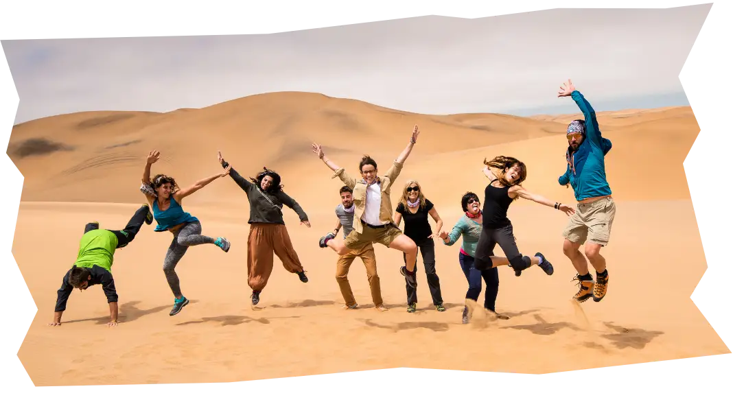 Group of friends in the desert